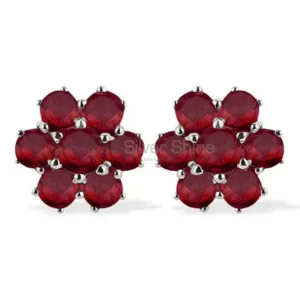 Fine 925 Sterling Silver earrings In Natural Garnet Gemstone 925SE937