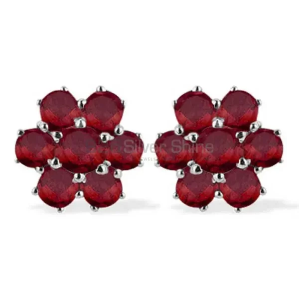 Fine 925 Sterling Silver earrings In Natural Garnet Gemstone 925SE937