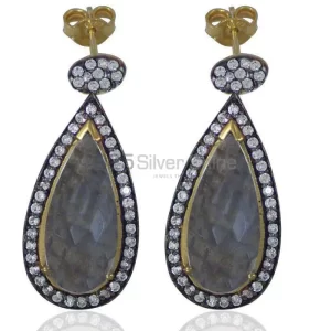 Fine 925 Sterling Silver earrings In Natural Multi Gemstone 925SE1998