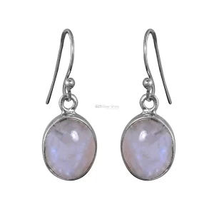 Fine 925 Sterling Silver earrings In Rainbow Moonstone 925SE306