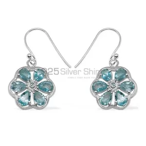 Fine 925 Sterling Silver earrings In Semi Precious Blue Topaz Gemstone 925SE701