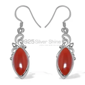Fine 925 Sterling Silver earrings In Semi Precious Carnelian Gemstone 925SE1017