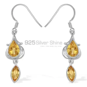 Fine 925 Sterling Silver earrings In Semi Precious Citrine Gemstone 925SE1096