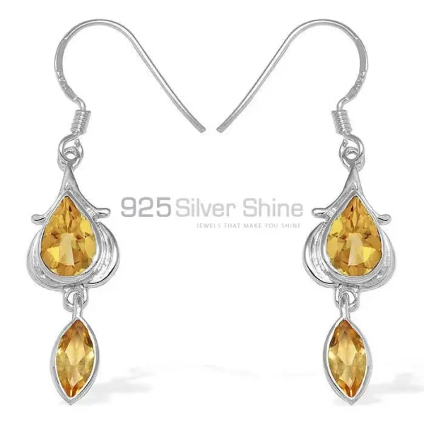 Fine 925 Sterling Silver earrings In Semi Precious Citrine Gemstone 925SE1096