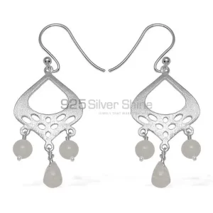 Fine 925 Sterling Silver earrings In Semi Precious Rainbow Moonstone 925SE780