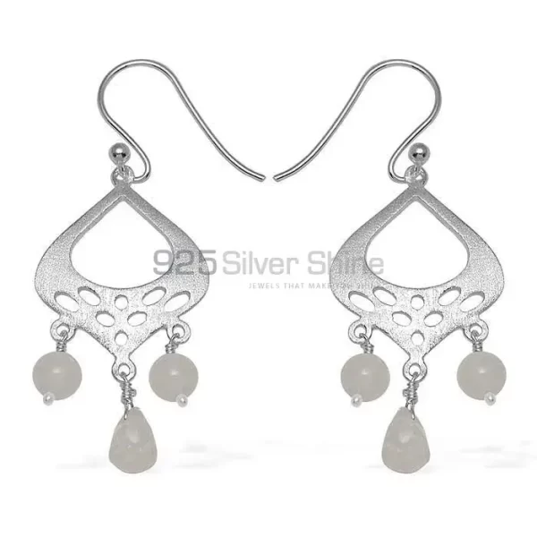 Fine 925 Sterling Silver earrings In Semi Precious Rainbow Moonstone 925SE780