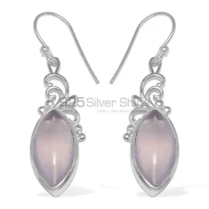 Fine 925 Sterling Silver earrings In Semi Precious Rose Quartz Gemstone 925SE859
