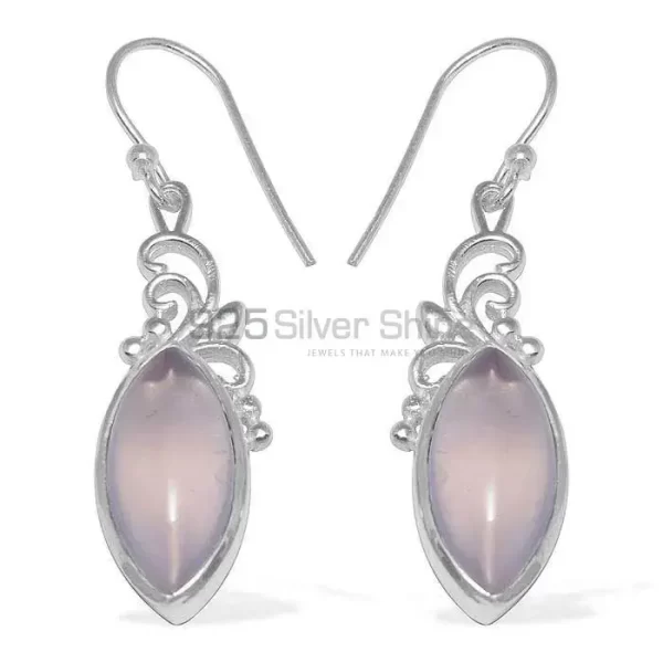 Fine 925 Sterling Silver earrings In Semi Precious Rose Quartz Gemstone 925SE859