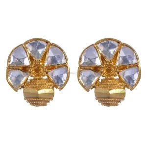 Fine 925 Sterling Silver Gold Plated earrings In White Topaz Gemstone 925SE305