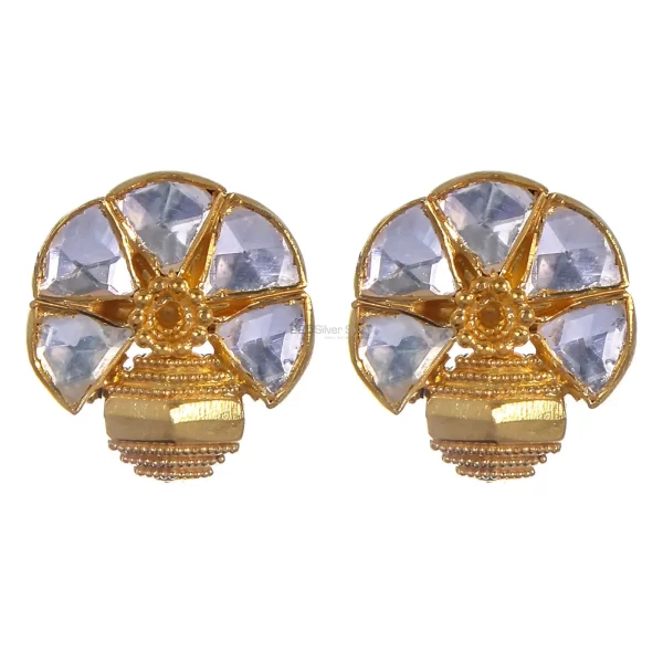 Fine 925 Sterling Silver Gold Plated earrings In White Topaz Gemstone 925SE305