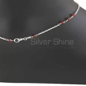 Garnet Beads Stone Anklet In Solid Silver Jewelry