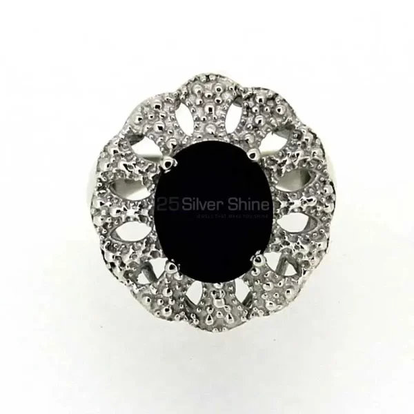 Genuine Black Onyx Gemstone Ring In 925 Sterling Silver 925SR018-2