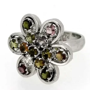 Genuine Multi Stone Gemstone Ring In 925 Silver 925SR049