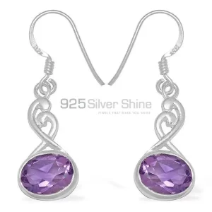 Genuine Amethyst Gemstone earrings In Fine 925 Sterling Silver 925SE1106