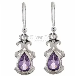 Genuine Amethyst Gemstone earrings In Solid 925 Silver 925SE1173