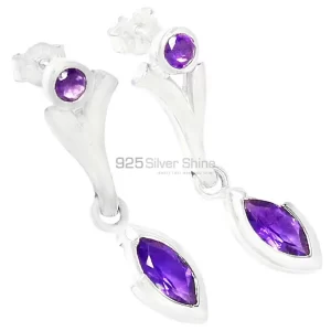 Genuine Amethyst Gemstone earrings In Solid 925 Silver 925SE629