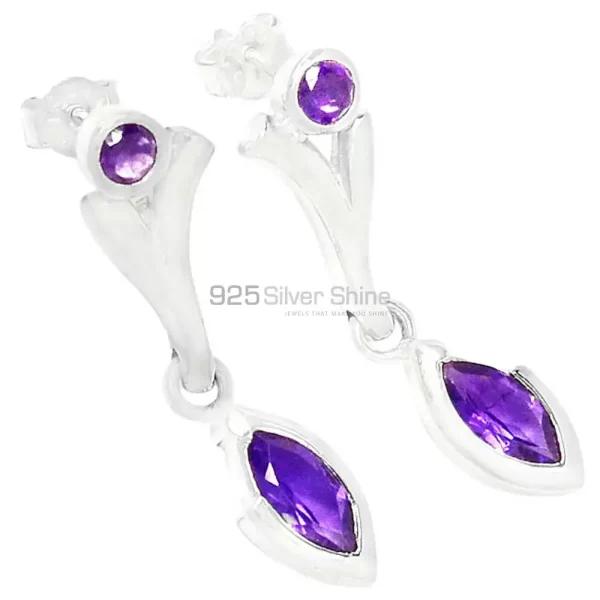 Genuine Amethyst Gemstone earrings In Solid 925 Silver 925SE629