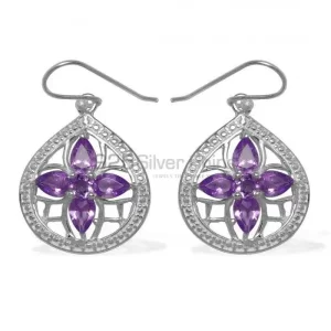 Genuine Amethyst Gemstone earrings In Solid 925 Silver 925SE945