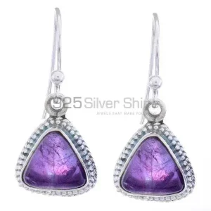 Genuine Amethyst Gemstone earrings Wholesaler In 925 Sterling Silver Jewelry 925SE1194