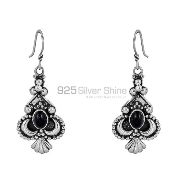 Genuine Black Onyx Gemstone earring In 925 Sterling Silver Jewelry 925SE69