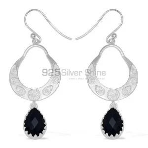 Genuine Black Onyx Gemstone earrings Exporters In 925 Sterling Silver Jewelry 925SE735