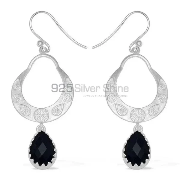 Genuine Black Onyx Gemstone earrings Exporters In 925 Sterling Silver Jewelry 925SE735
