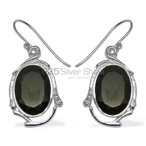 Genuine Black Onyx Gemstone earrings In Solid 925 Silver 925SE787