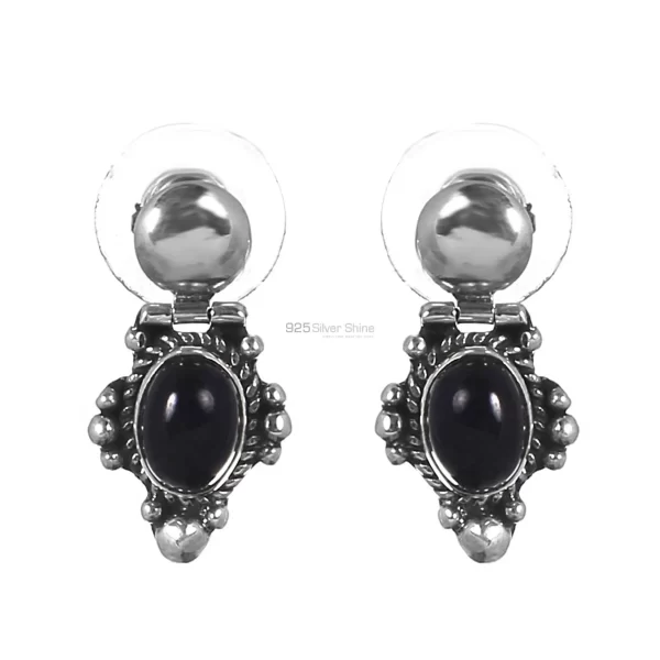 Genuine Black onyx Gemstone earrings Suppliers In 925 Sterling Silver Jewelry 925SE258