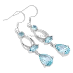 Genuine blue Topaz Gemstone earrings Exporters In 925 Sterling Silver Jewelry 925SE577