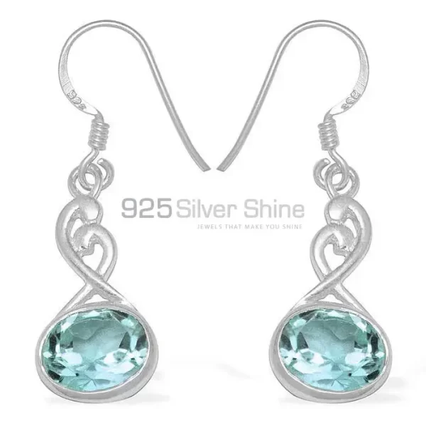 Genuine Blue Topaz Gemstone earrings In Solid 925 Silver 925SE1103