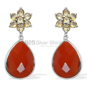 Genuine Chalcedony Gemstone earrings In Solid 925 Silver 925SE1024