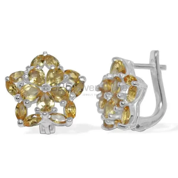 Genuine Citrine Gemstone earrings Manufacturer In 925 Sterling Silver Jewelry 925SE896