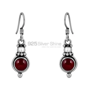 Genuine Coral Gemstone earring In 925 Sterling Silver Jewelry 925SE64