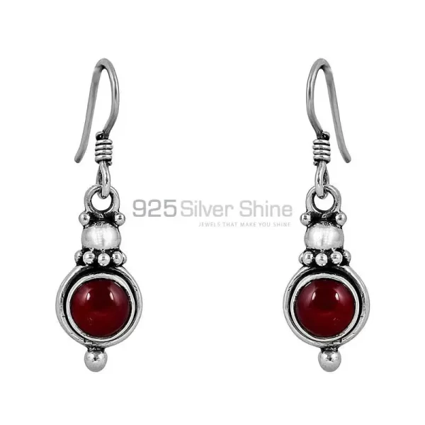 Genuine Coral Gemstone earring In 925 Sterling Silver Jewelry 925SE64