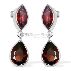 Genuine Garnet Gemstone earrings Exporters In 925 Sterling Silver Jewelry 925SE1130