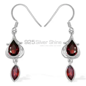 Genuine Garnet Gemstone earrings In 925 Sterling Silver 925SE1100