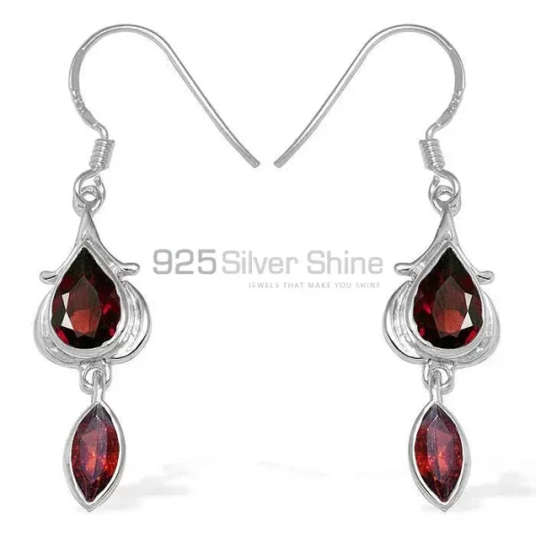 Genuine Garnet Gemstone earrings In 925 Sterling Silver 925SE1100