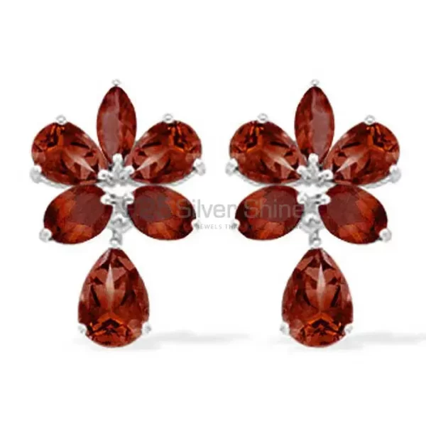 Genuine Garnet Gemstone earrings In 925 Sterling Silver 925SE942