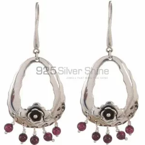 Genuine Garnet Gemstone earrings In Fine 925 Sterling Silver 925SE1176