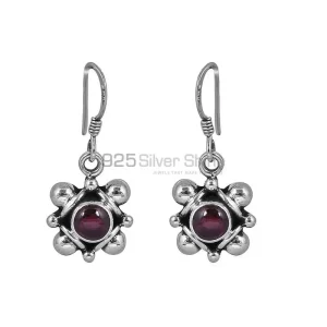 Genuine Garnet Semi Precious Gemstone earring In 925 Silver Fine Jewelry 925SE44