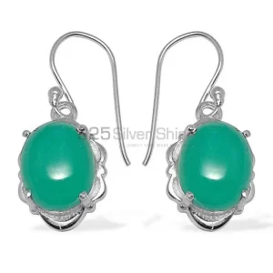Genuine Green Onyx Gemstone earrings In Fine 925 Sterling Silver 925SE790