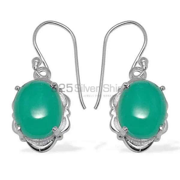 Genuine Green Onyx Gemstone earrings In Fine 925 Sterling Silver 925SE790
