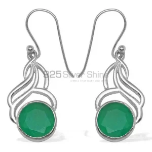 Genuine Green Onyx Gemstone earrings Suppliers In 925 Sterling Silver Jewelry 925SE811
