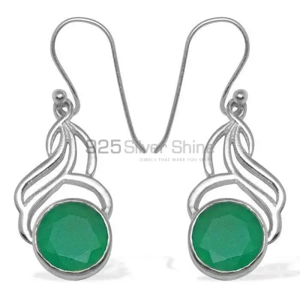 Genuine Green Onyx Gemstone earrings Suppliers In 925 Sterling Silver Jewelry 925SE811
