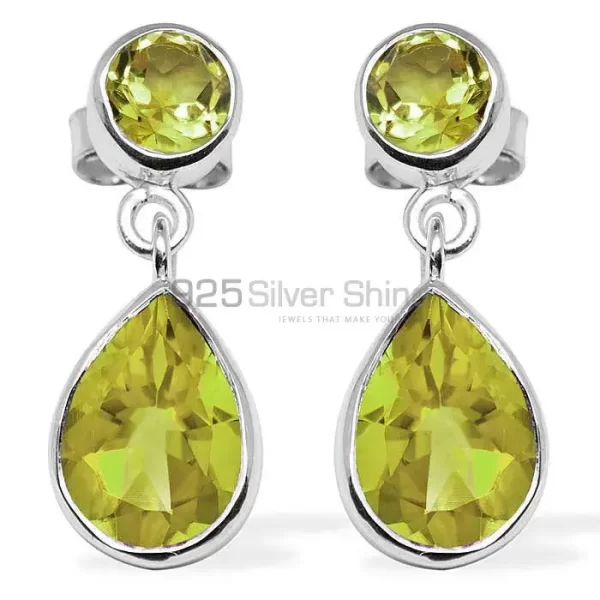 Genuine Lemon Quartz Gemstone earrings Manufacturer In 925 Sterling Silver Jewelry 925SE1133