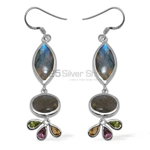 Genuine Multi Gemstone earrings Exporters In 925 Sterling Silver Jewelry 925SE1051