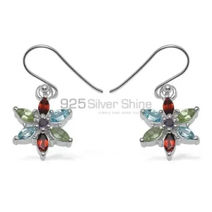 Genuine Multi Gemstone earrings In 925 Sterling Silver 925SE705