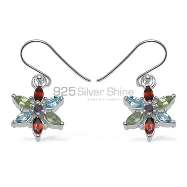 Genuine Multi Gemstone earrings In 925 Sterling Silver 925SE705