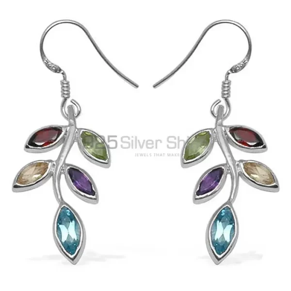 Genuine Multi Gemstone earrings In Fine 925 Sterling Silver 925SE711