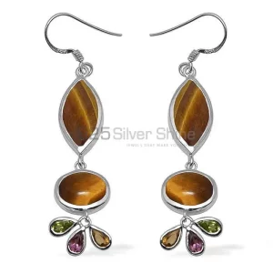 Genuine Multi Gemstone earrings Manufacturer In 925 Sterling Silver Jewelry 925SE1054